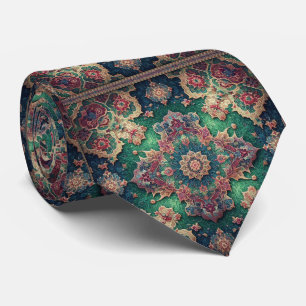 Persian Rug Mandala Jeweltone Faux Silk Tie