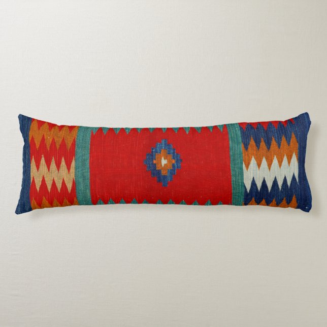 Persian Safreh I Chevron Teal Blue Desert  Body Pillow (Front)