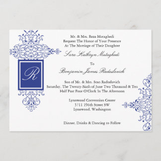 Persian Scroll Formal Monogram Invitation