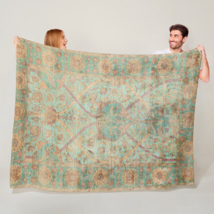 Persian Silk Rug Print Fleece Blanket