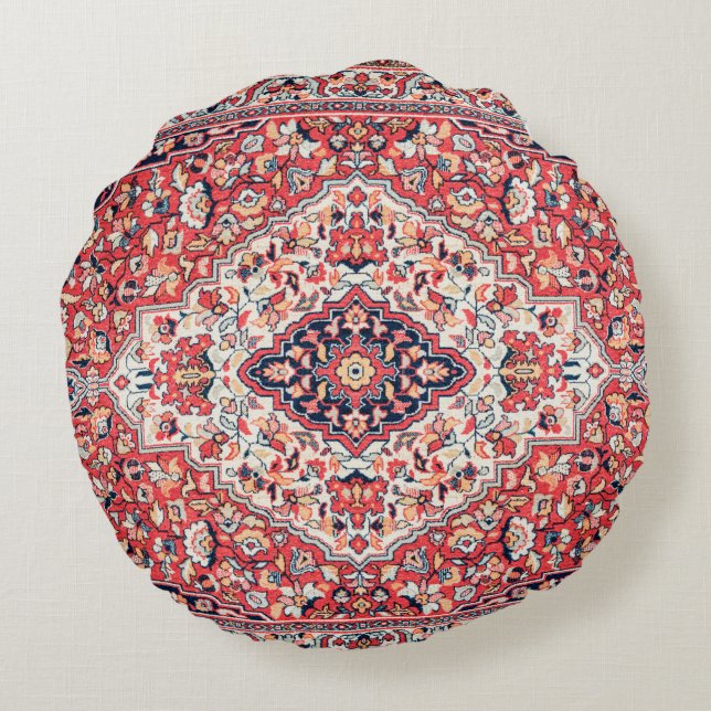 Persian Silk Rug Print  Round Pillow (Back)