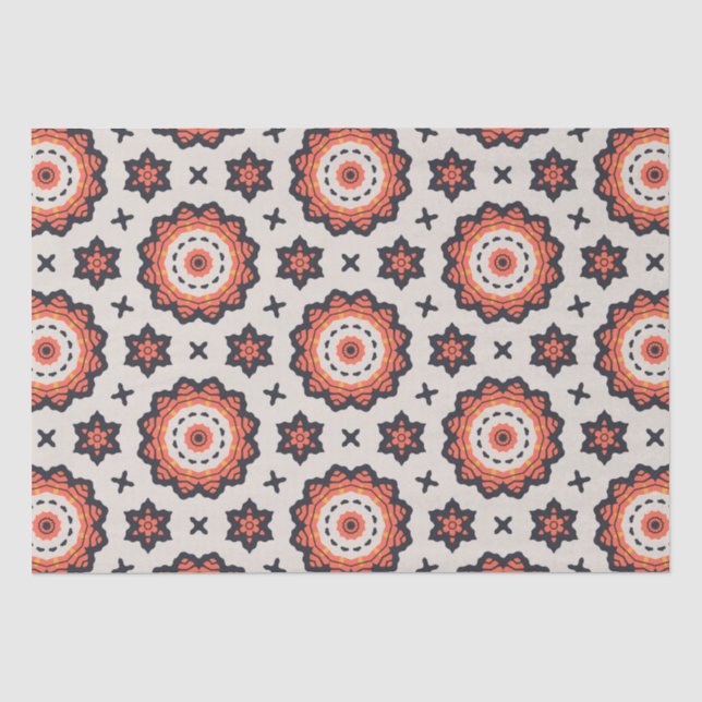 Persian Star Pattern Yellow Beige Orange  Tissue Paper (Front)