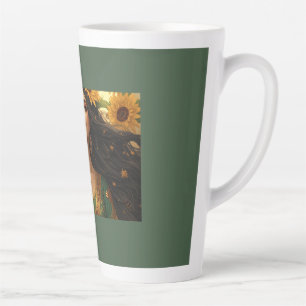 Persian Sunflower Lady Mug Elegant Floral Art Co