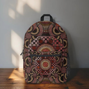 Persian sunniest framed ethnic semicircle mandala  printed backpack