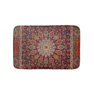 Persian Tabriz Black Radial Geometric  Bath Mat