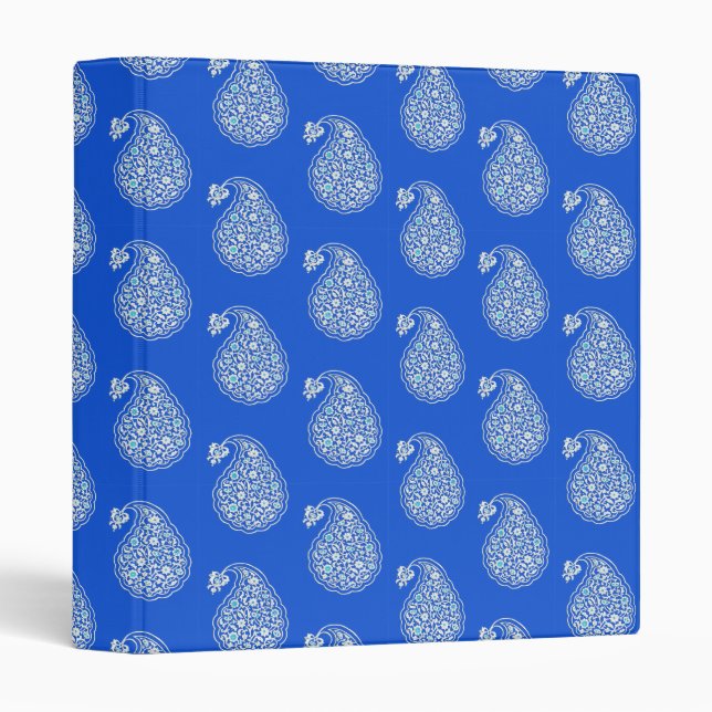 Persian tile paisley - white on blue binder (Front/Spine)