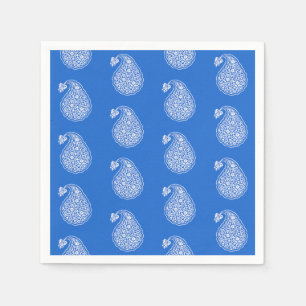 Persian tile paisley - white on cobalt blue napkin