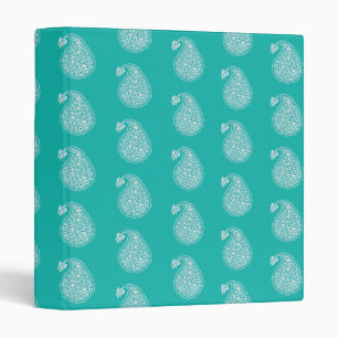 Persian tile paisley - white on turquoise binder