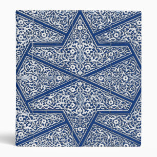 Persian tile pattern - cobalt blue and white binder