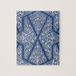 Persian tile pattern - cobalt blue and white jigsaw puzzle