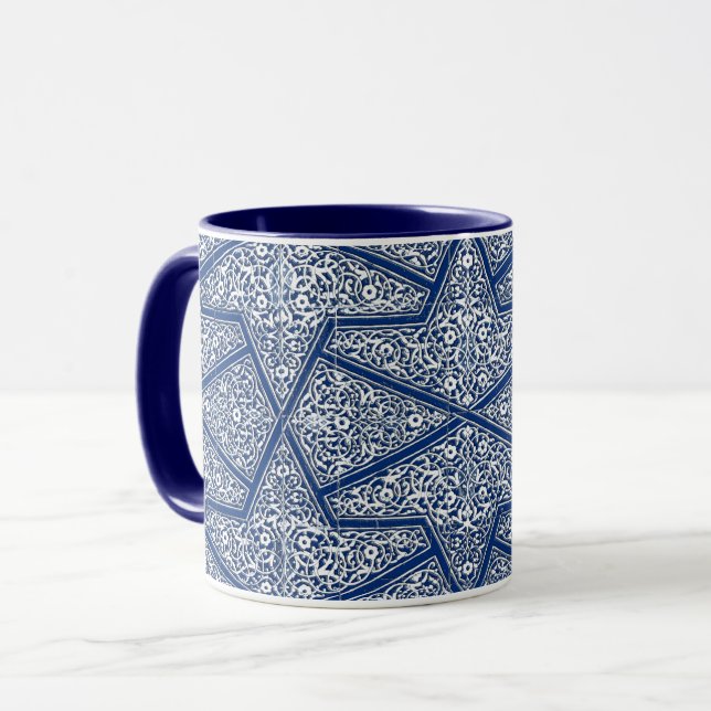 Persian tile pattern - cobalt blue and white mug (Front Left)