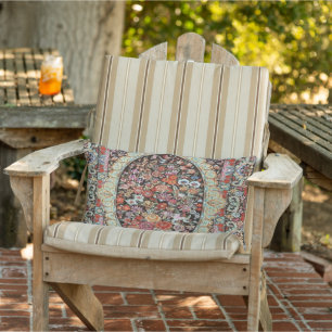 Persian Turkish Floral Flowers Kilim Patio Outdoor Lumbar Pillow