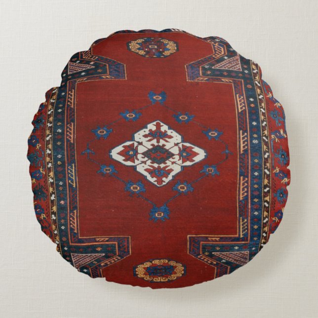 Persian Turkish Oriental Rug  Carpet Round Pillow (Front)