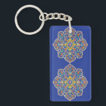 Persian Turquoise Keychain<br><div class="desc">Captivating Arabesque design using traditional Geometric Patterns which are displayed on the Back Entrance of The Jumha Mosque,  Yazd,  Iran.
Our pioneering designers have designed by their souls... we learned from them to make you feel this art by your heart!</div>