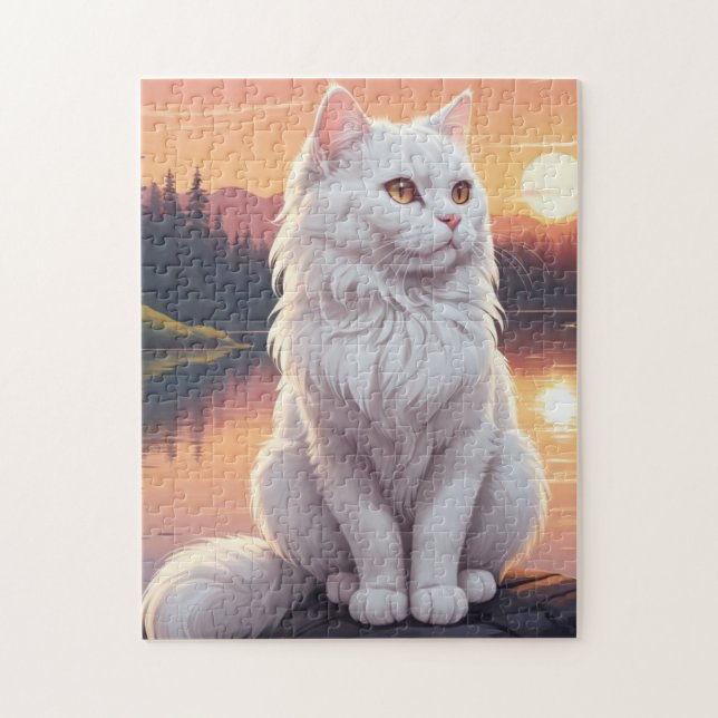 Persian White Cat Jigsaw Puzzle (Vertical)