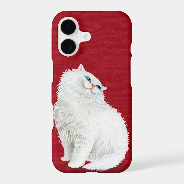 Persian white cat on red (Back)