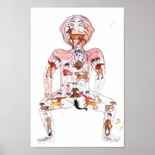 Persian Zodiac Signs Vintage Watercolor Map