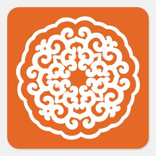 Persimmon Asian Moods Mandalla Square Sticker (Front)