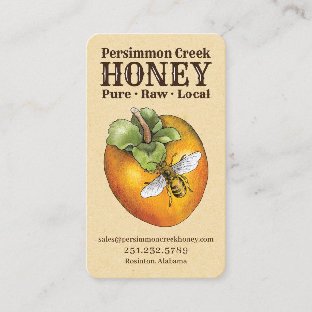 Persimmon Creek Honey Business Card (Front)