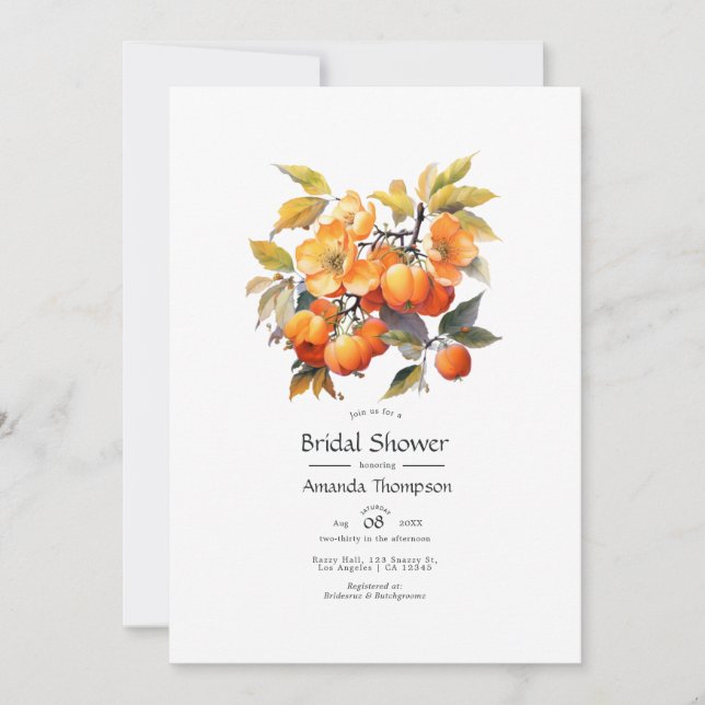 Persimmon Floral Bridal Shower Invitation (Front)