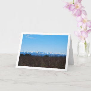 Persimmon Fruit Field and Snowy Mountains Card