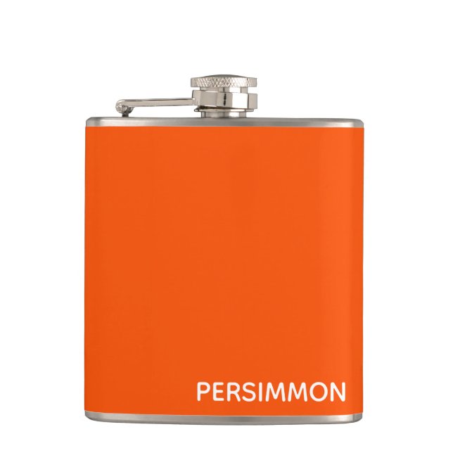 Persimmon red color name hip flask (Front)