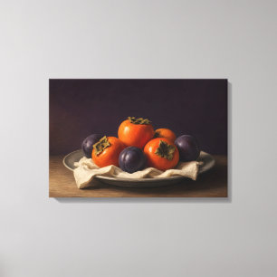 Persimmon Supper Fruit Still Life Canvas Print
