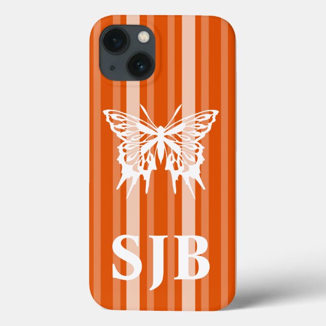 Persimmon Victorian Stripe with Butterfly Case-Mate iPhone Case (Back)