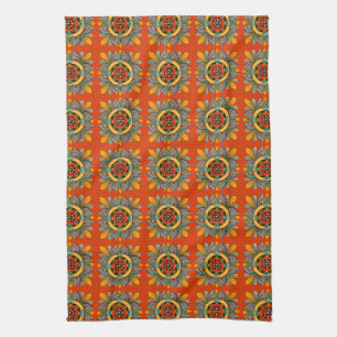 Persimmon Victorian Tile Design Kitchen Towel