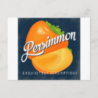 Persimmon Vintage Fruit Label Retro
