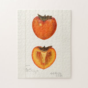 Persimmons Fruit Watercolor Painting Jigsaw Puzzle