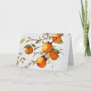 Persimmons In Watercolors Card