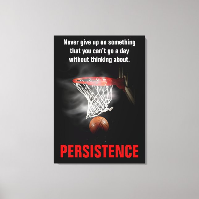 Persistence Basketball Inspirational Motivational Canvas Print (Front)
