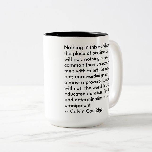 Persistence pays off 15 oz Two-Tone Mug (Front Right)