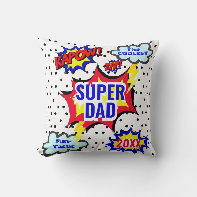 Persoalized Super Hero Comic Book Throw Pillow (Front)