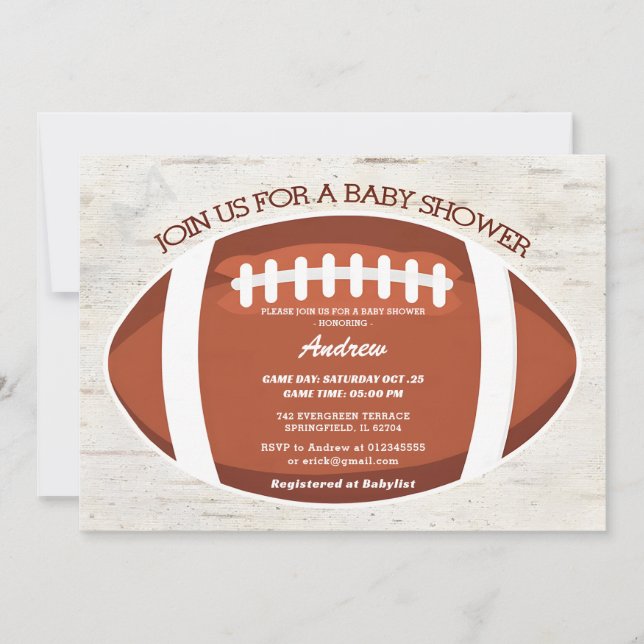 Persoanal Modern Touchdown football Baby Shower Invitation (Front)