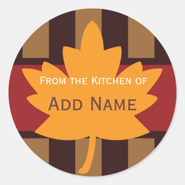 Persoanalized Autumn "from the kitchen of" sticker (Front)