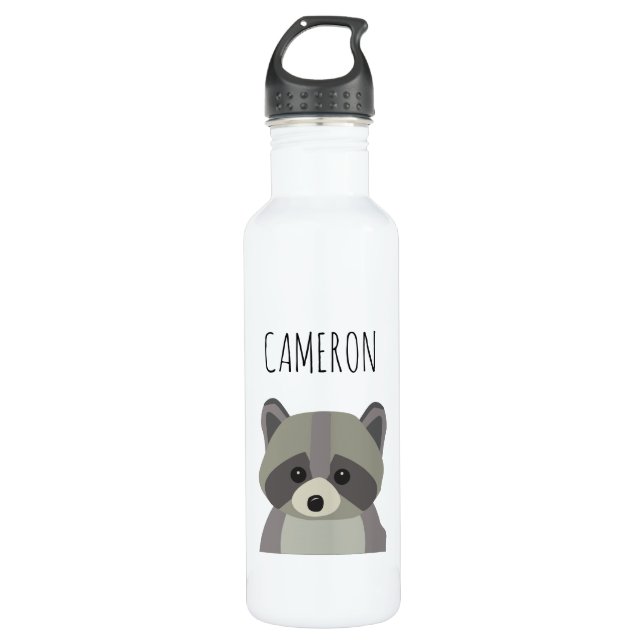 Persoanalized Modern Cute Raccoon Illustration 710 Ml Water Bottle (Front)