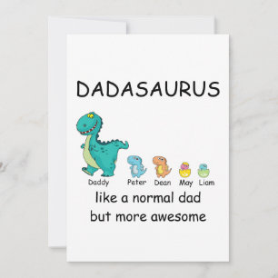 Persoanlized Dadasaurus up to 4 kids T-Shirt Holiday Card