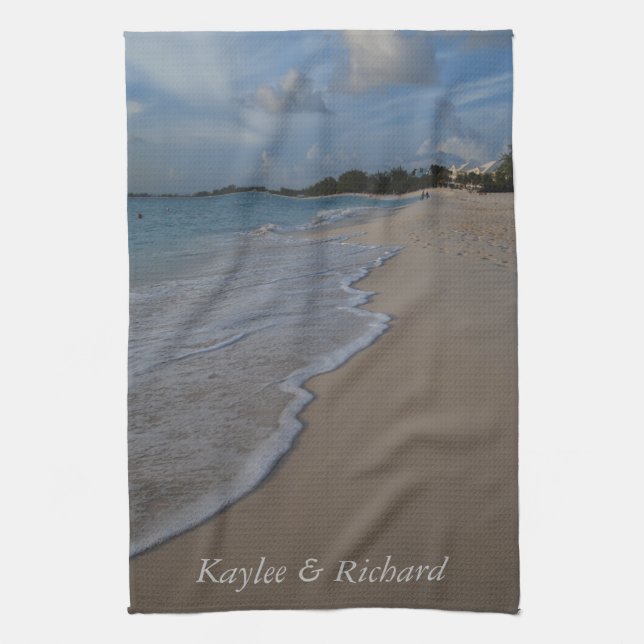 Persoanlized Ocean Beach Kitchen Towel (Vertical)