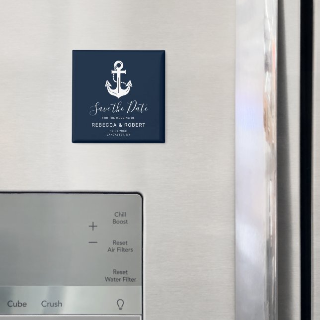 Persoinalized Save The Date Wedding Nautical Navy Magnet (In Situ (Fridge))