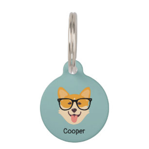 Persolanized Funny Hipster Corgi Pet Tag