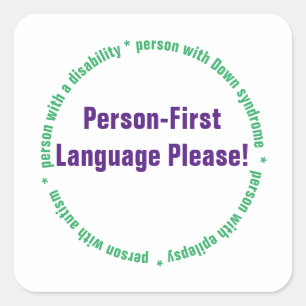Person First Language Square Sticker