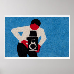 Person Holding A Vintage Camera 1960s-70s Matchbox Poster
