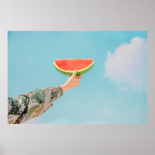Person holding sliced watermelon poster (Front)