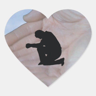 Person in Prayer, in God's Hands Heart Sticker