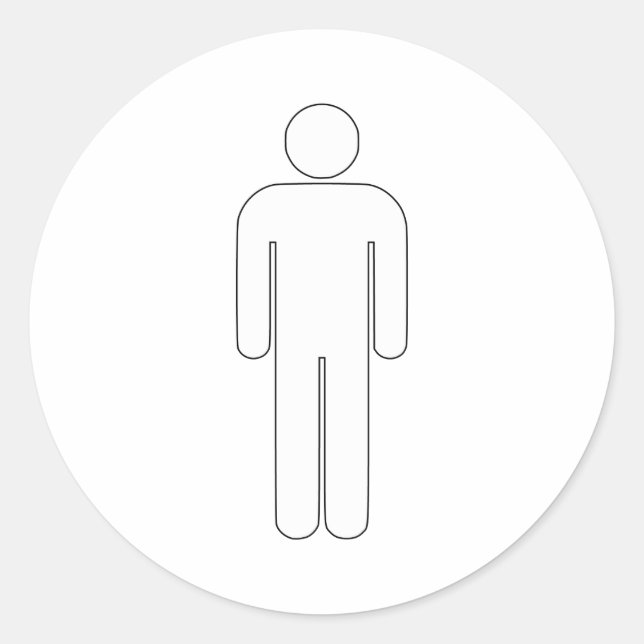 Person Man Sign Universal Silhouette Classic Comic Round Sticker (Front)