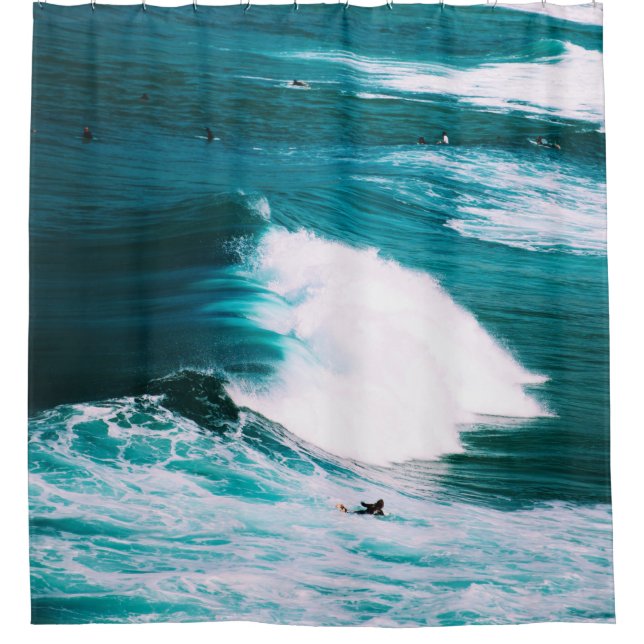 Person on surfboard with ocean waves (Front)