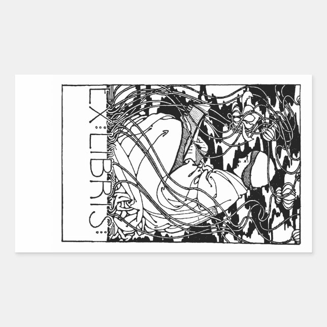 Person Reading In Garden Bookplate Sticker (Front)