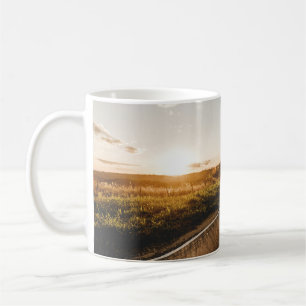Person running in road in the morning coffee mug